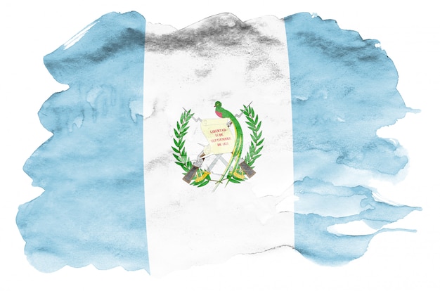 La bandera de guatemala se representa en estilo acuarela líquida