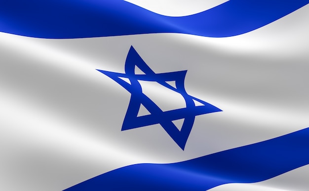 Bandera de israel ilustración 3d de la bandera israelí ondeando