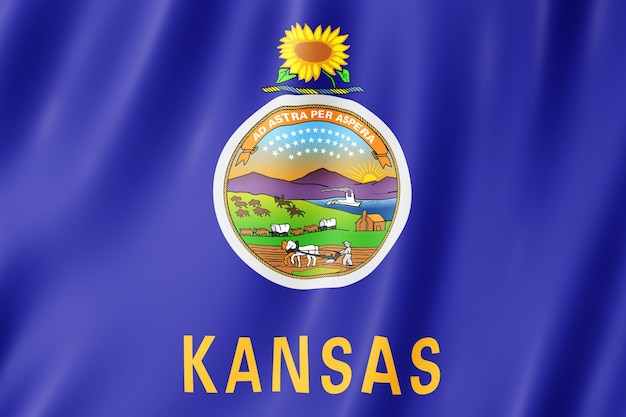 Bandera De Kansas, Estado De Los Eeuu. Ilustración 3d De La Ondulación ...