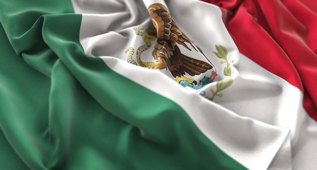 Bandera de méxico foto de estudio ruffled belleza vertical primer plano Foto gratis