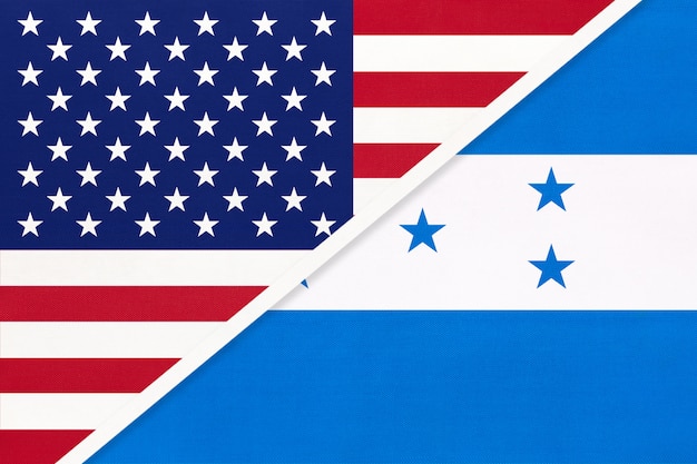 Bandera nacional de estados unidos vs honduras. relación entre dos