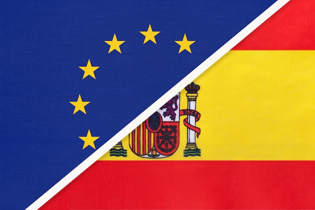 bandera-nacional-de-la-uni-n-europea-o-ue-vs-espa-a-foto-premium