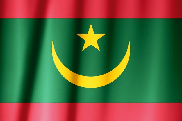 Bandera De Seda De Mauritania Mauritania Bandera De Tela De Seda Foto Premium