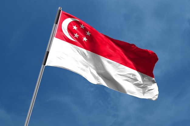 Bandera de singapur  ondeando Descargar Fotos premium