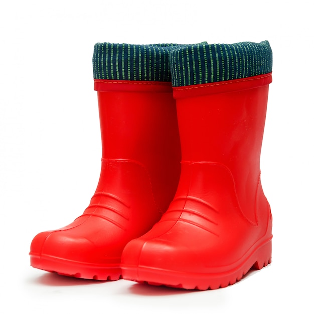 Botas De Goma Rojas Para Ni Os Con Pu O Para Clima Lluvioso Crudo