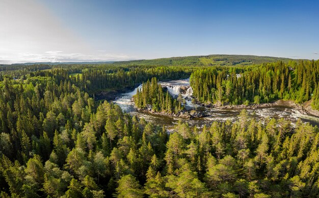 La Cascada De Ristafallet En La Parte Occidental De Jamtland Est