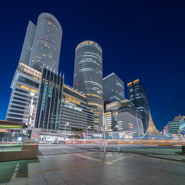 Centro De La Ciudad De Nagoya En La Noche En Nagoya Japon Foto Premium