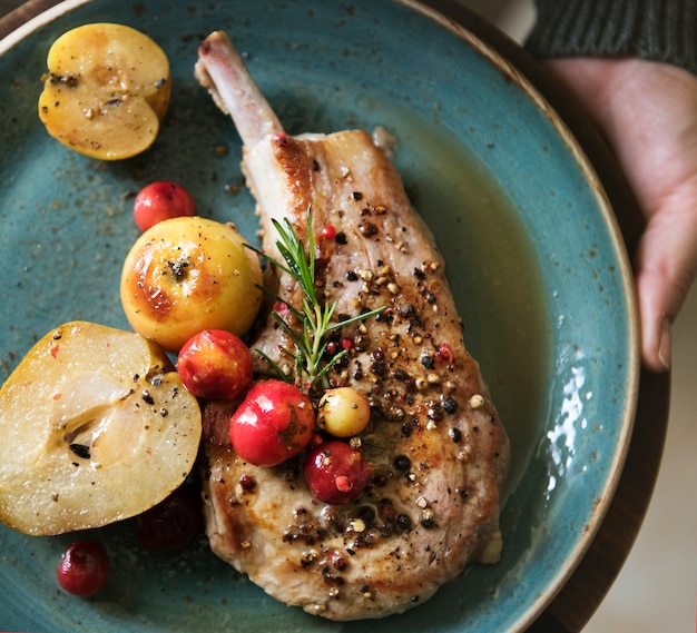 Chuleta De Cerdo Con Idea De Receta De Fotograf A De Comida De Manzanas