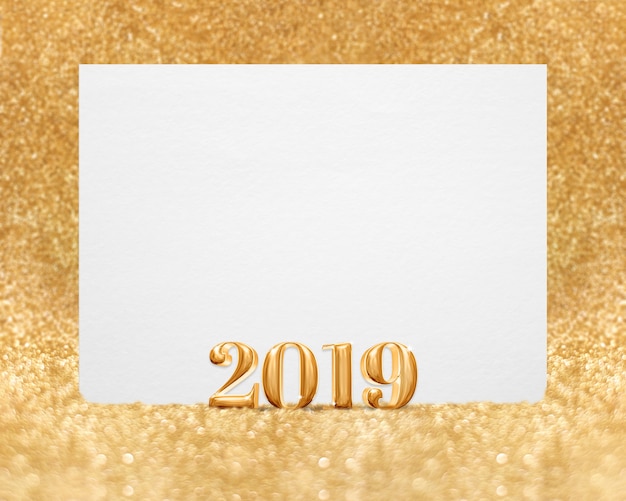Color oro año nuevo 2019 con tarjeta de felicitación