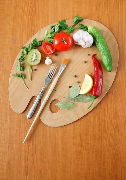 Composición de frutas y verduras | Foto Premium