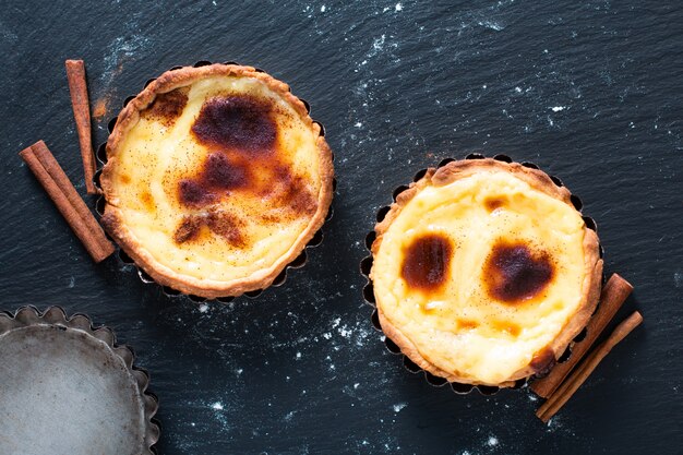 Concepto De Comida Huevo Org Nico Casero Tartas De Crema Portuguesa