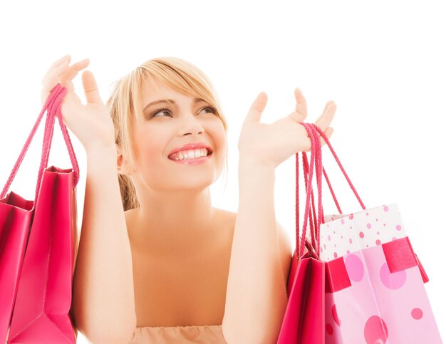 Concepto De Compras Y Ventas Mujer Feliz Con Muchas Bolsas De La Compra Foto Premium 4743