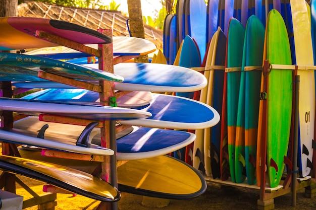 Conjunto De Tablas De Surf De Diferentes Colores Foto Premium