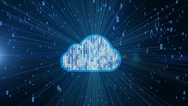 Datos digitales de seguridad cibernética y tecnología de información futurista conceptual de computación en la nube de big data utilizando inteligencia artificial ai Foto Premium