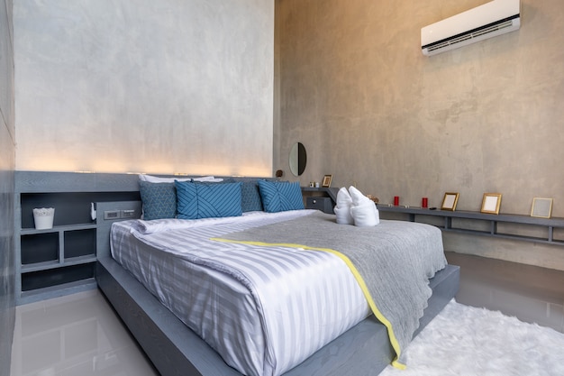 Diseño de interiores en dormitorio moderno. | Foto Premium