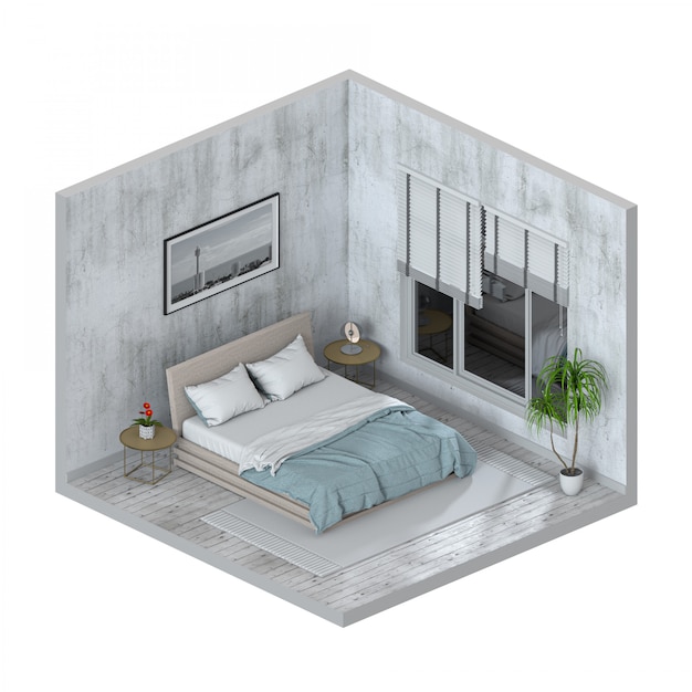 Dormitorio interior minimalista moderno | Foto Premium