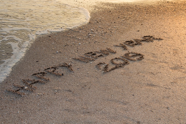 Feliz Ano Nuevo 2019 Escrito En Arena Escribe En Una Playa