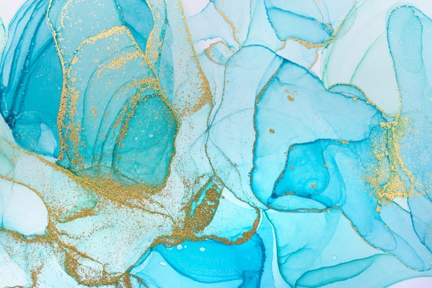 Fondo abstracto azul tinta de alcohol textura de acuarela de estilo 