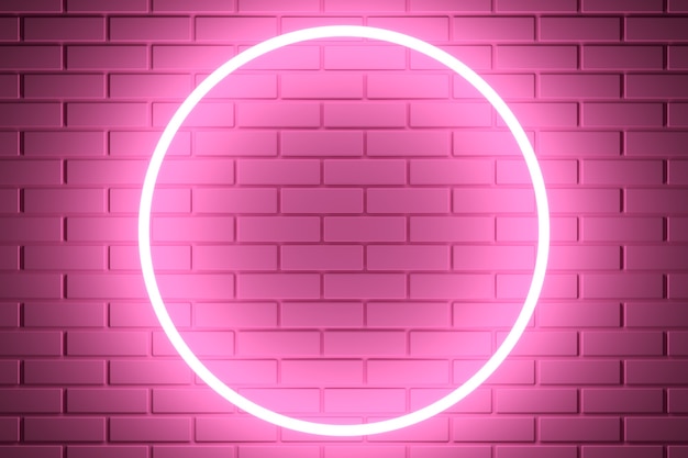 Fondo Abstracto Luz De Neón Rosa Con Pared De Ladrillo Representación