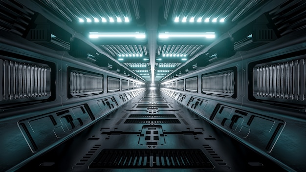 Fondo De Corredores De Nave Espacial De Ciencia Ficción Render 3d Foto Premium 8785