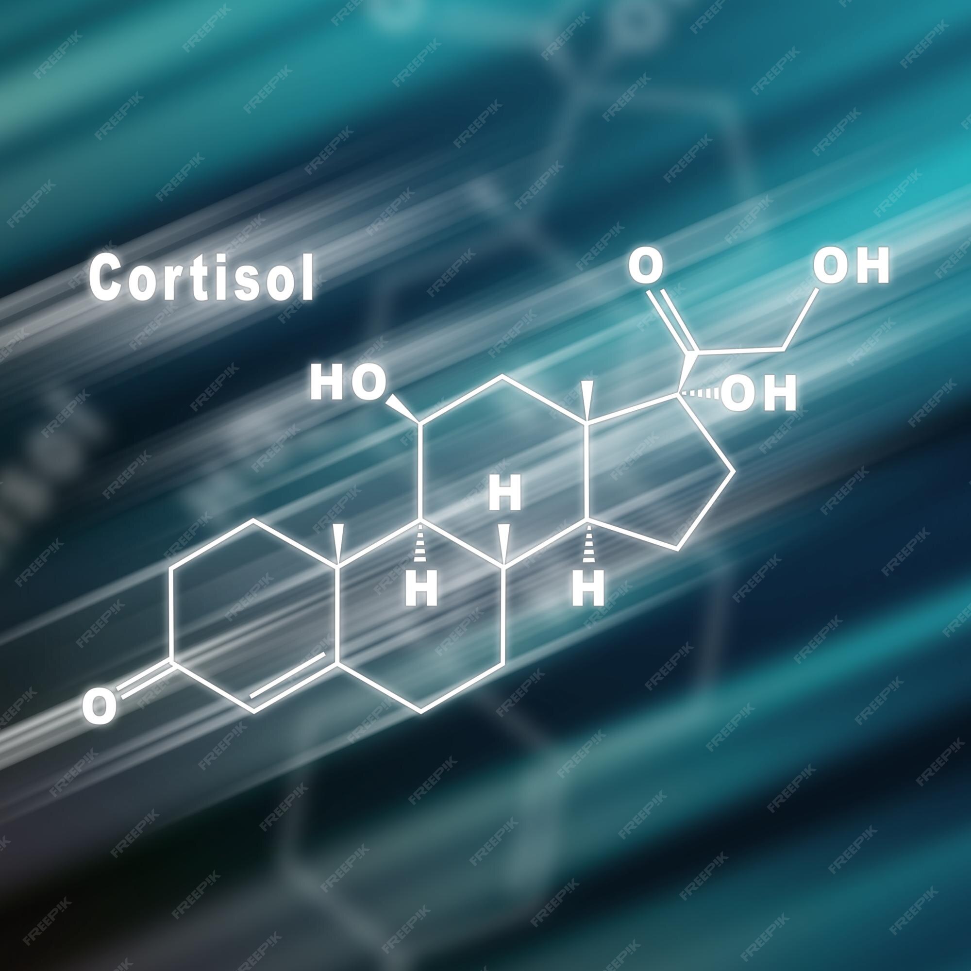 Fondo Futurista De La Fórmula Química Estructural De La Hormona Del Cortisol Foto Premium