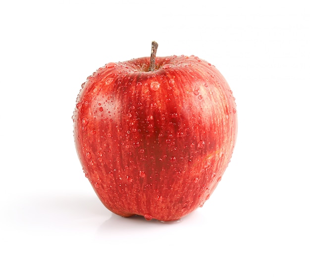 Gotas De Agua Sobre Manzana Roja Aislado Sobre Fondo Blanco Foto Premium