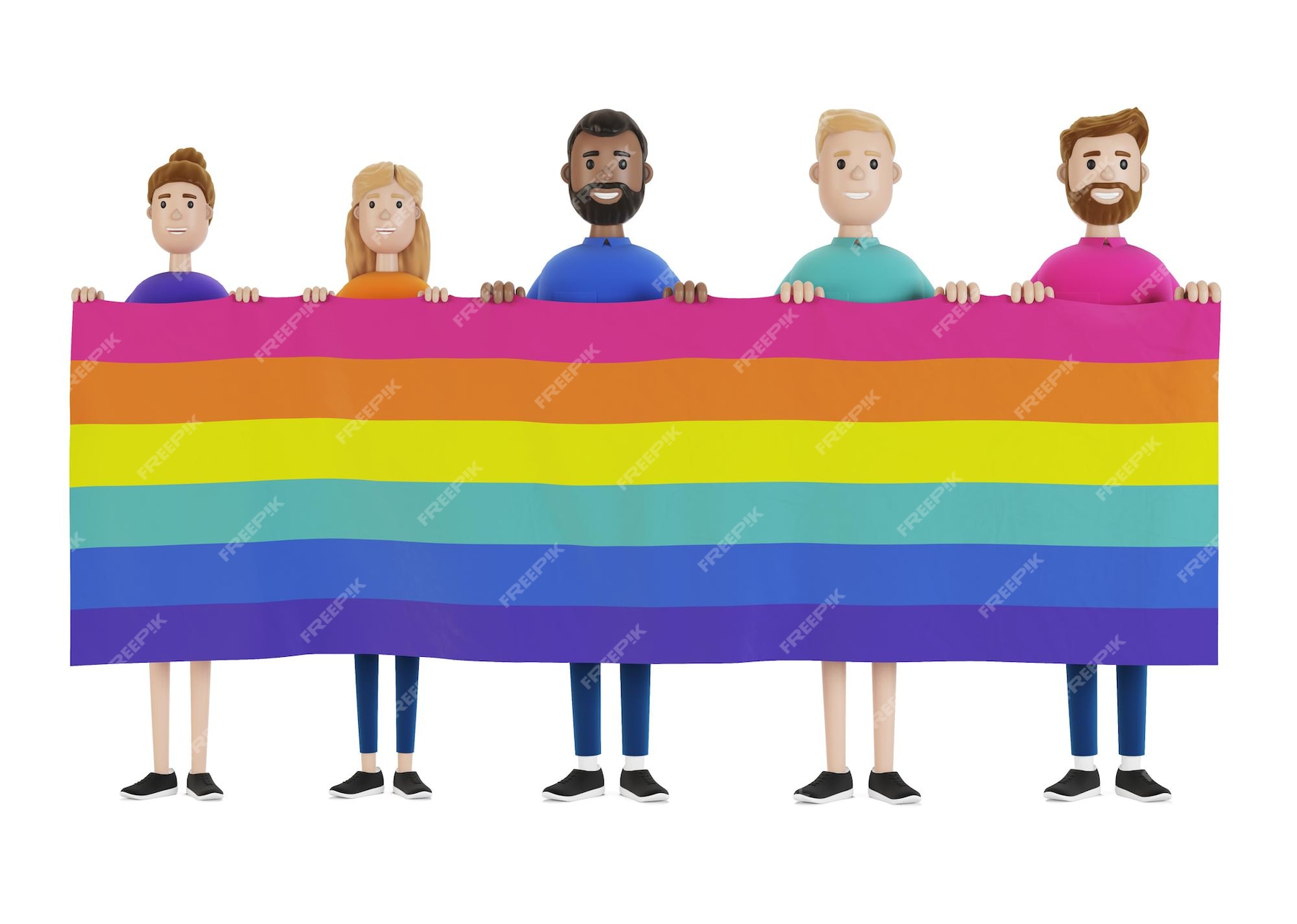 Un Grupo De Personas Sostiene La Bandera Lgbt Comunidad Lgtb Un Grupo De Activistas Gay 4389