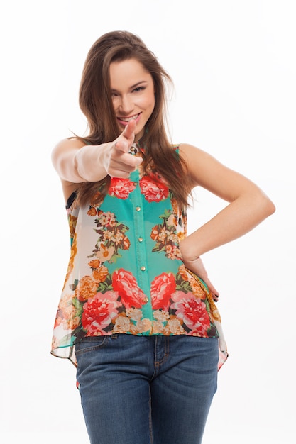 Hermosa mujer joven feliz aislada Foto gratis