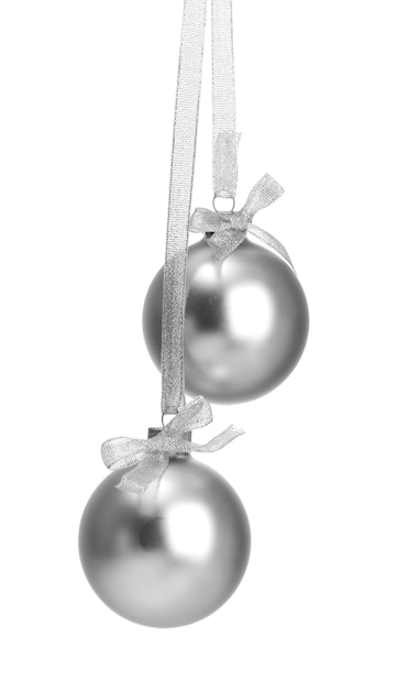 Hermosas Bolas De Navidad Aisladas En Blanco Foto Premium