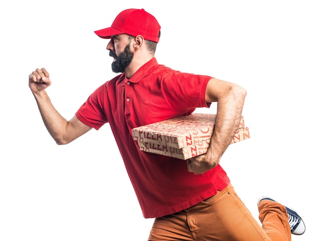 Hombre De Entrega De Pizza Corriendo Rpido Foto Gratis