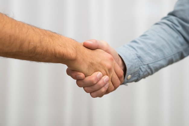 Hombres Dandose La Mano En La Habitacion Foto Premium