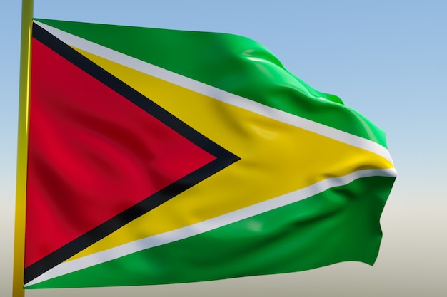 Ilustración 3d De La Bandera Nacional De Guyana Foto Premium