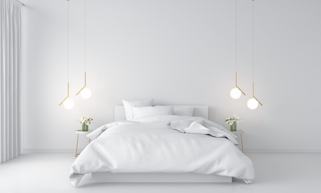 Interior de dormitorio blanco | Foto Premium
