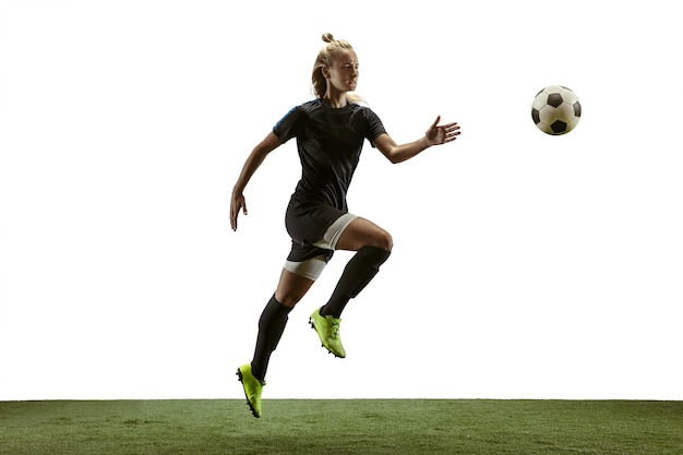 Joven Futbolista O Futbolista Con Pelo Largo En Ropa Deportiva Y Botas ...