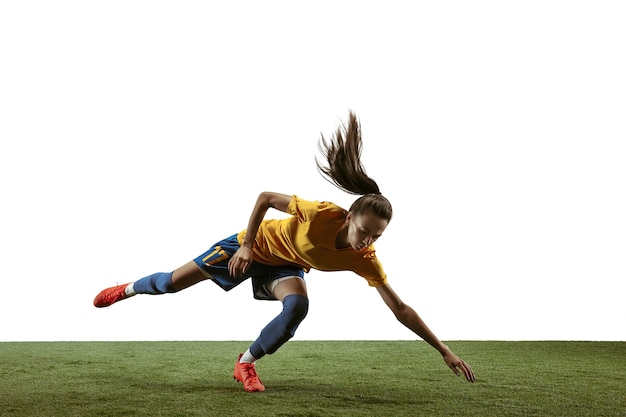 Joven Futbolista O Futbolista Con Pelo Largo En Ropa Deportiva Y Botas ...