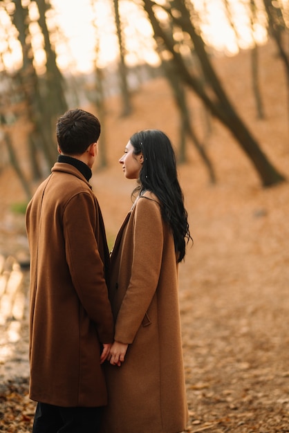 Joven Pareja De Enamorados Caminando En El Parque En Un D A De Oto O