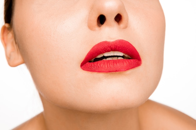 Labio Rojo Sexy Primer Plano Labios Hermosos Maquillaje Primer Plano De Rostro De Mujer 1620
