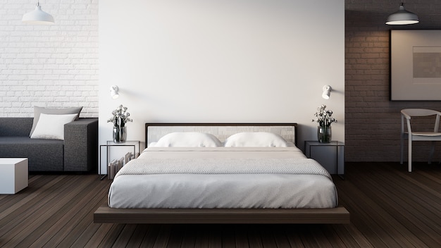 El loft y el dormitorio moderno | Foto Premium