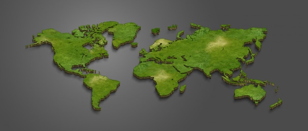 Mapa del mundo 3d | Foto Premium