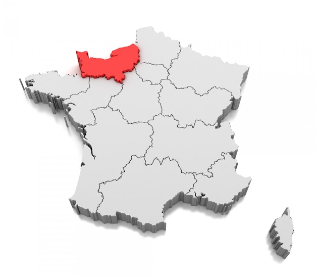 mapa region de normandia francia Foto Premium | Mapa de la región de normandía, francia