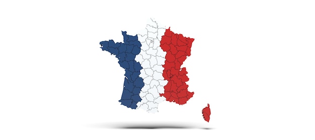 Mapa De Las Regiones Francesas Con Bandera Francesa 3d Rendering Fondo Blanco Foto Premium 8230