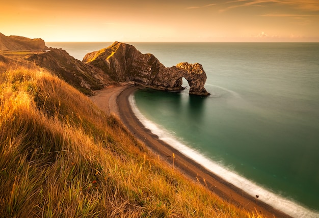 Maravilloso Amanecer En Una Mañana De Agosto En Durdle Door En Dorset