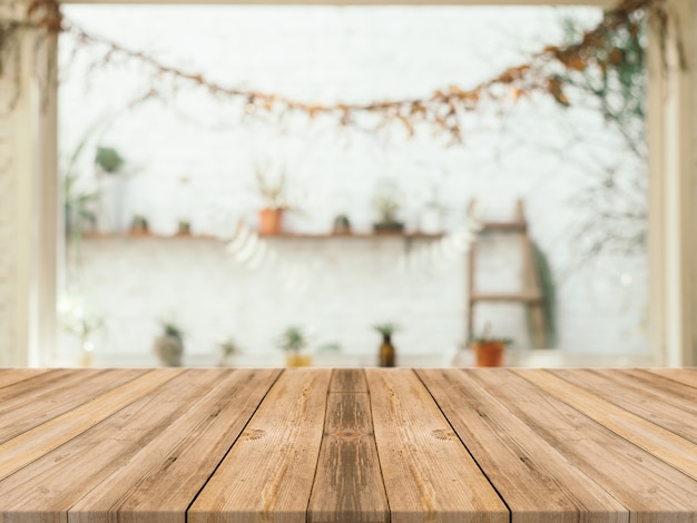 Mesa de madera con fondo borroso  Descargar Fotos gratis