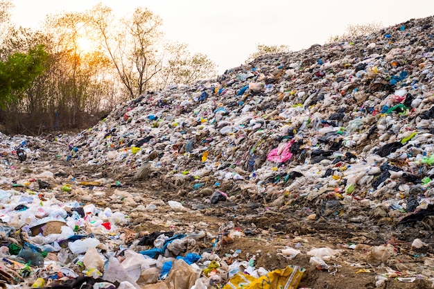 Monton De Basura Grande De Montana Y Contaminacion Pila De Hedor Y Residuos Toxicos Foto Premium