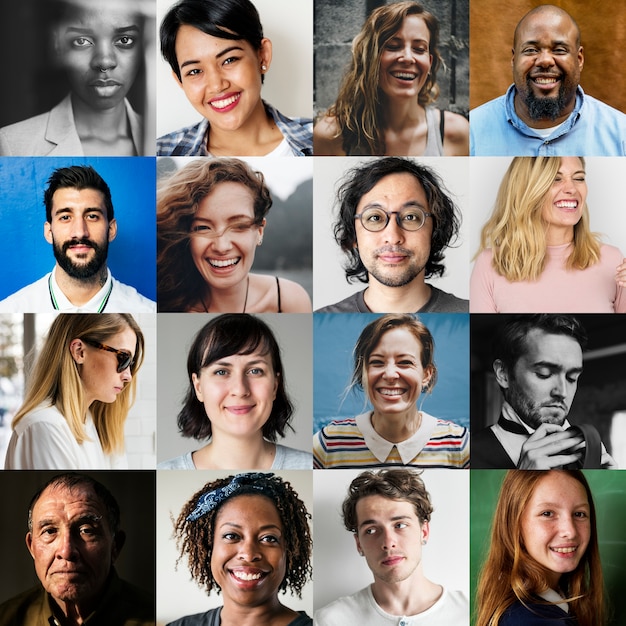 Foto Premium | Multi etnias de varias personas enfrentan retratos