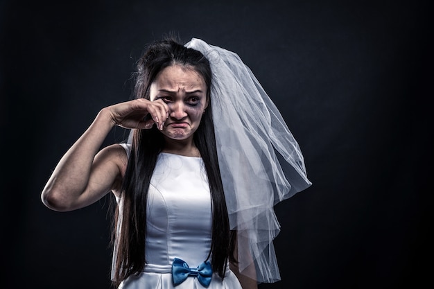 Novia Con Cara Llorosa Matrimonio Infeliz Foto Premium