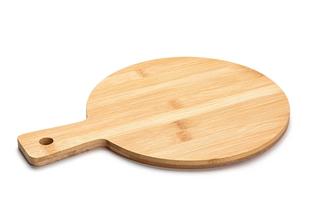 Nueva Tabla De Cortar De Bamb De Madera Redonda Para Pizza Aislado