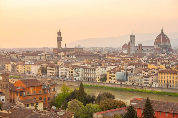 Paisaje Urbano Del Horizonte Del Centro De La Ciudad De Florencia De La