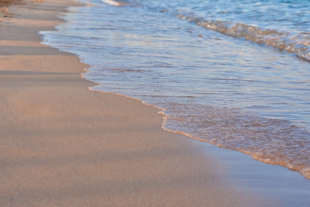 Pequeñas olas de la orilla del mar a la luz del sol de la tarde. | Foto  Premium