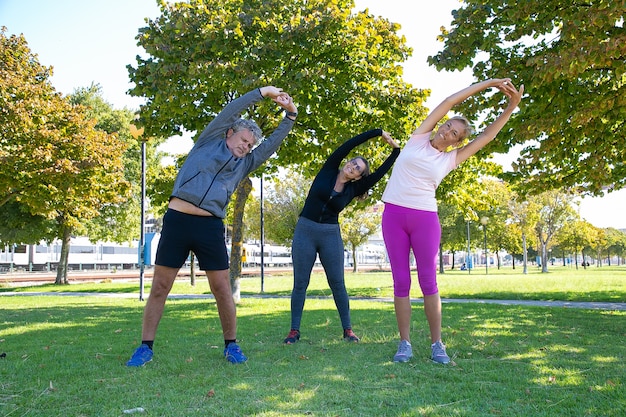 Personas Maduras Deportivas Activas Haciendo Ejercicio Matutino En El